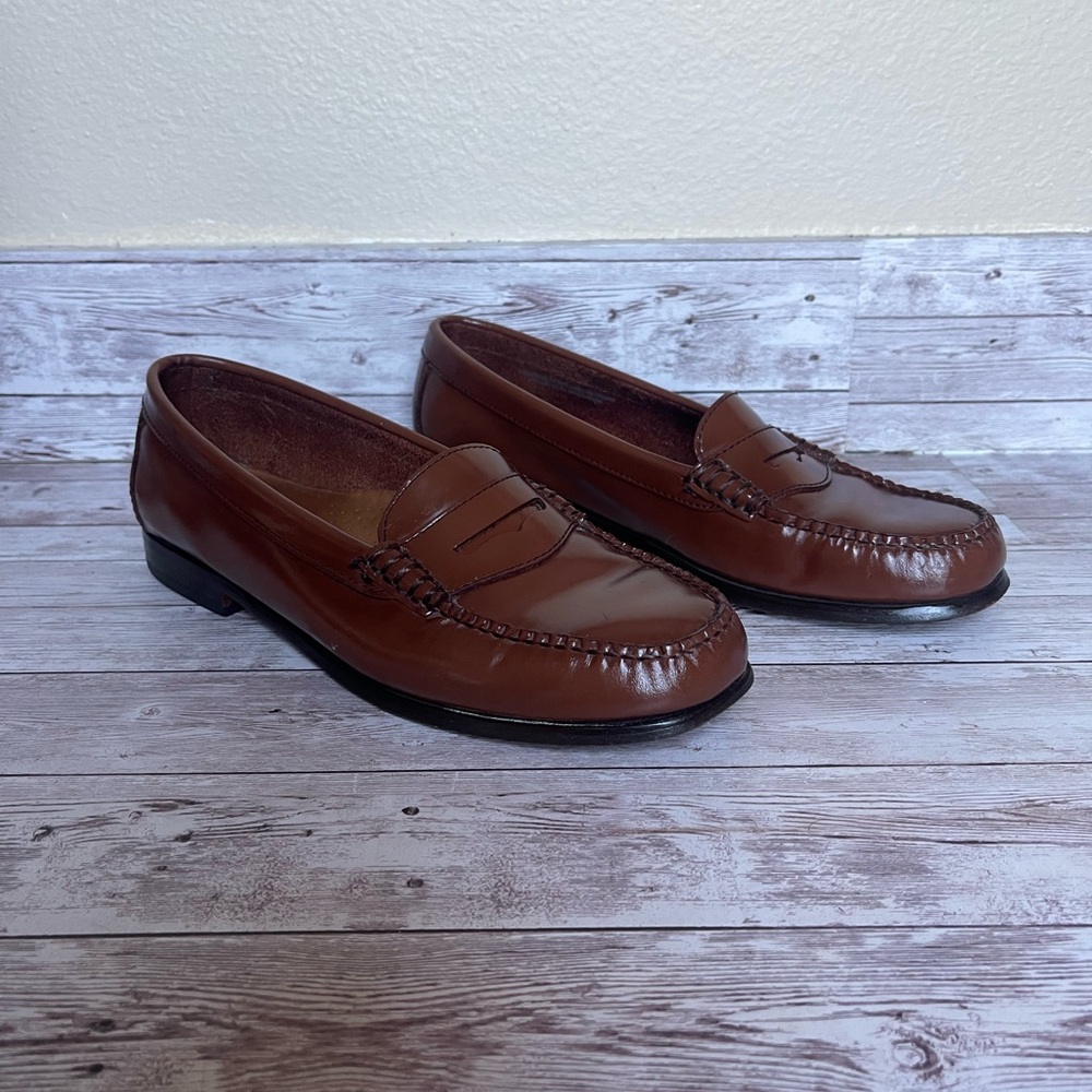 Brown Handcrafted Leather Weejuns Wayfarer Loafers by G.H. Bass & Co.